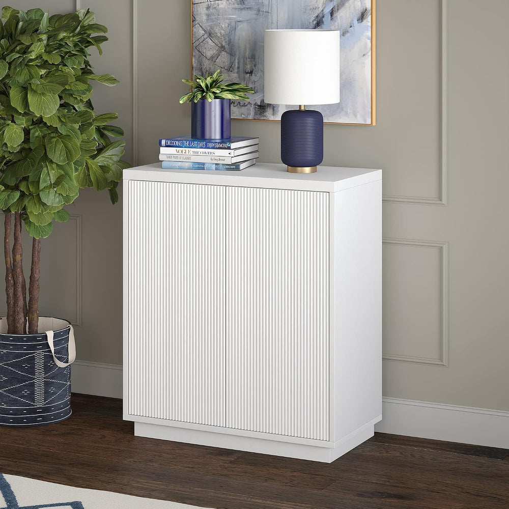 Henn&Hart 28" Fluted Accent Cabinet, Sideboard Buffet, Cloud White