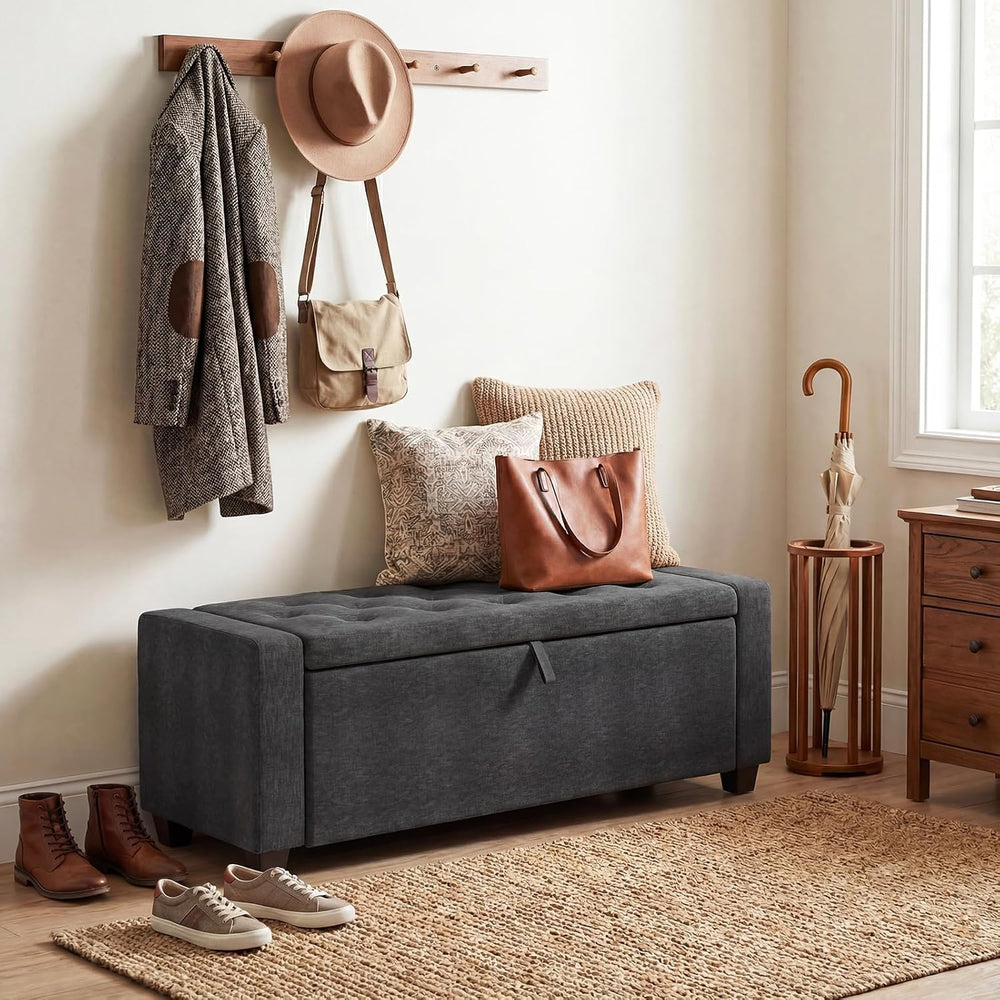 48" Ottoman with Storage,DarkGray Storage Ottoman Bench,Bench for Bedroom