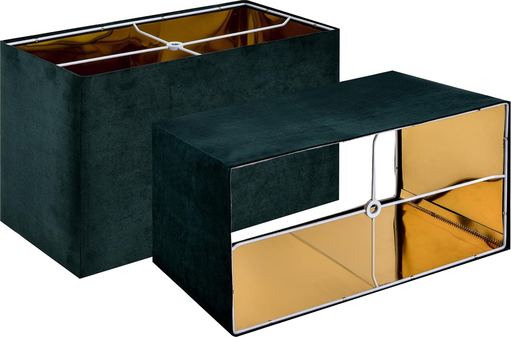 GO&SO Rectangle Lamp Shades Set of 2 Large,Green Velvet Shade 16"Lx8...