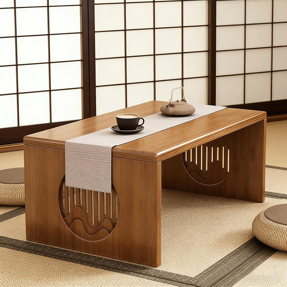 Foldable Japanese Floor Table Bamboo Japanese Coffee Table, Folding Coffee Ta...