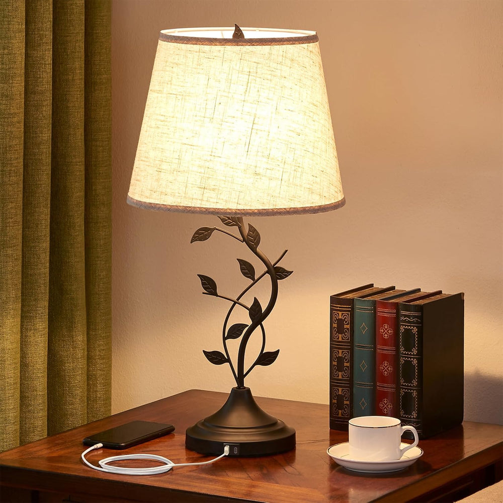 Kakanuo Table Lamp for Living Room, Bedside Lamp for Bedroom, Rustic Lamp