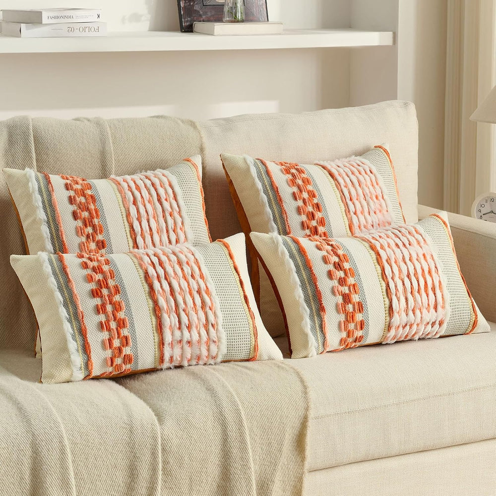 FUTEI 2 Pack Tufted Throw Pillow Covers Covers 18x18 Inch,Orange