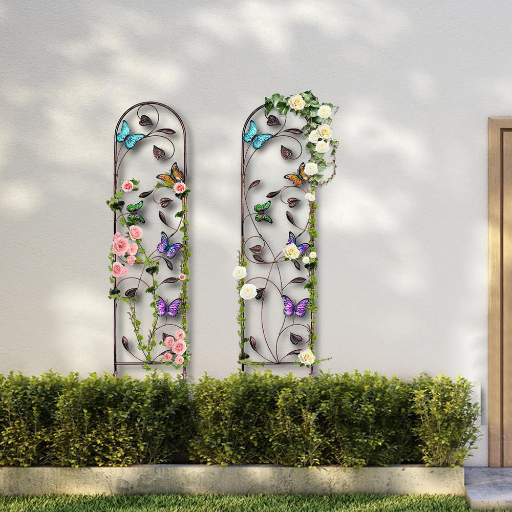 aboxoo 2-Pack Butterfly Metal Garden Trellis for Climbing Plants