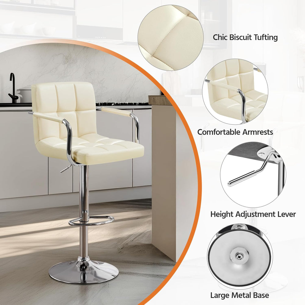 Topeakmart 2PCS Swivel Chairs Adjustable Bar Stools Kitchen Chairs with Large...