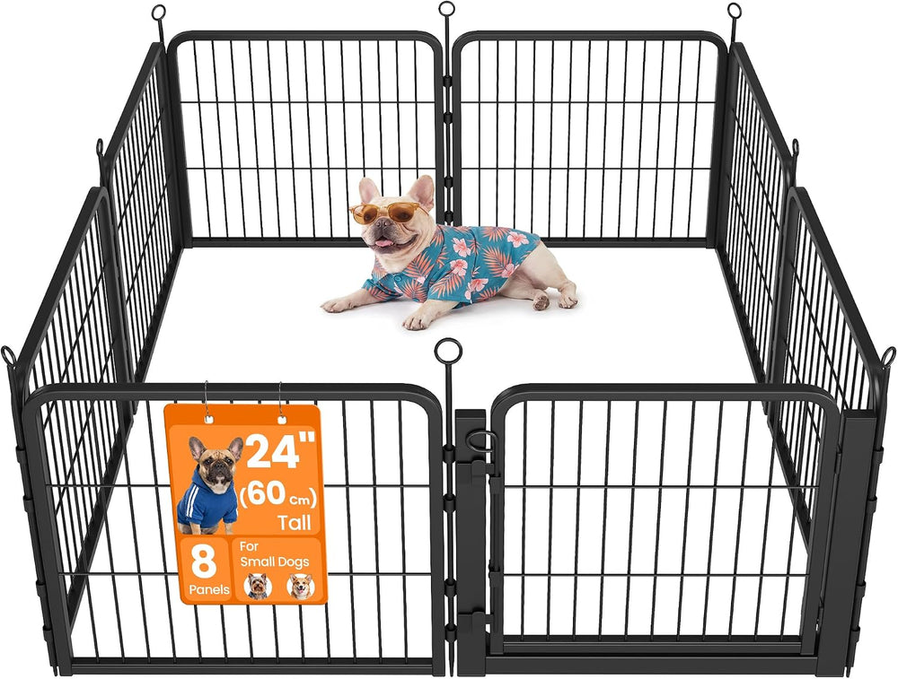 Feandrea 8-Panel Dog Playpen, 55 x 55 x 24 Inch, Ink Black