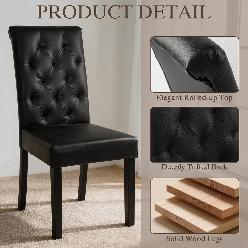 LSSBOUGHT Upholstered Dining Chairs Set of 2,Tufted Parsons Kitchen Chair wit...