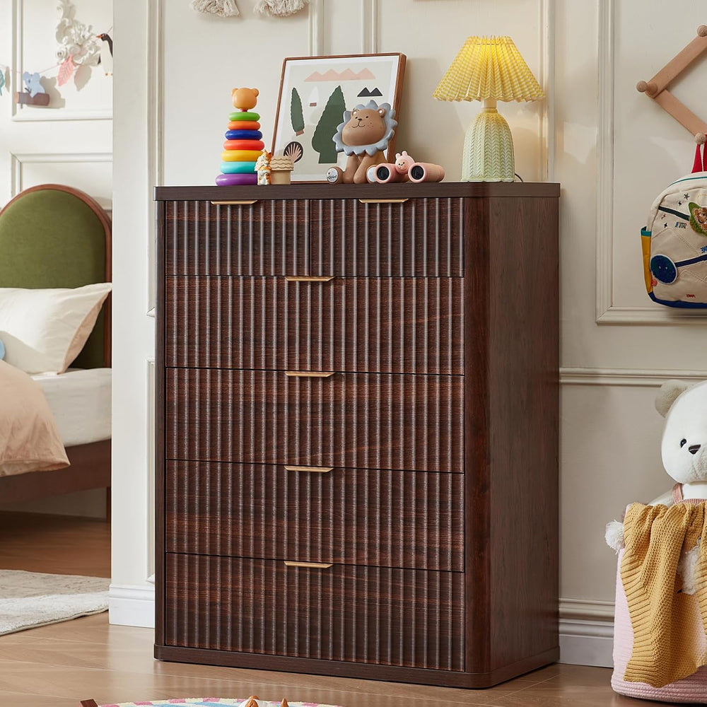 LEYAOYAO Fluted 6 Drawers Dresser for Bedroom Set of 2, 42" Tall Modern ...