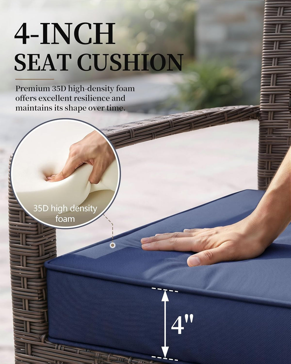 4 Set Outdoor Chair Cushions 22 X 22 X 4 Inches Patio Furniture Cushions Wate...