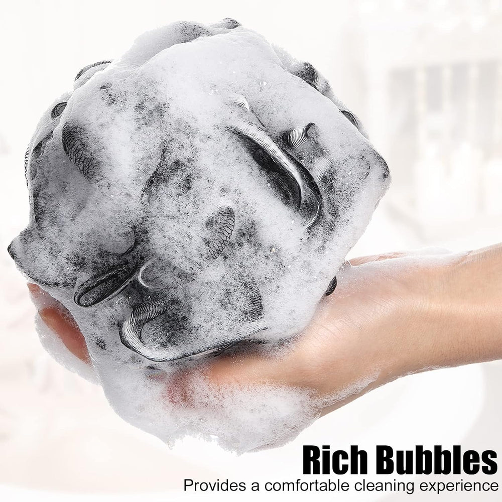 Shellwei 32 Pcs Loofahs Bulk 60g Mesh Bath Sponge Scrubber, Black White