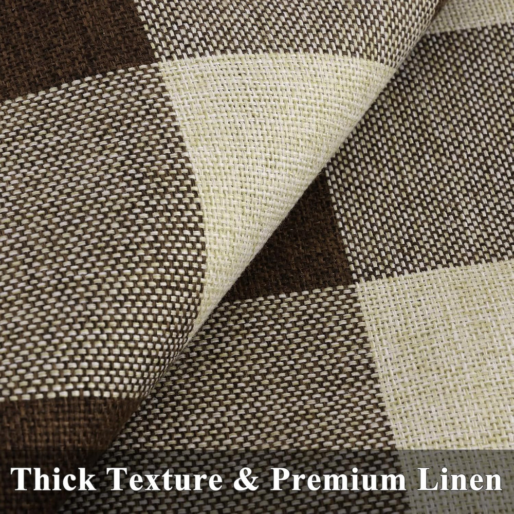 decorUhome Fall Plaid Linen Throw Pillow Covers 26x26 Set of 2 Brown Beige