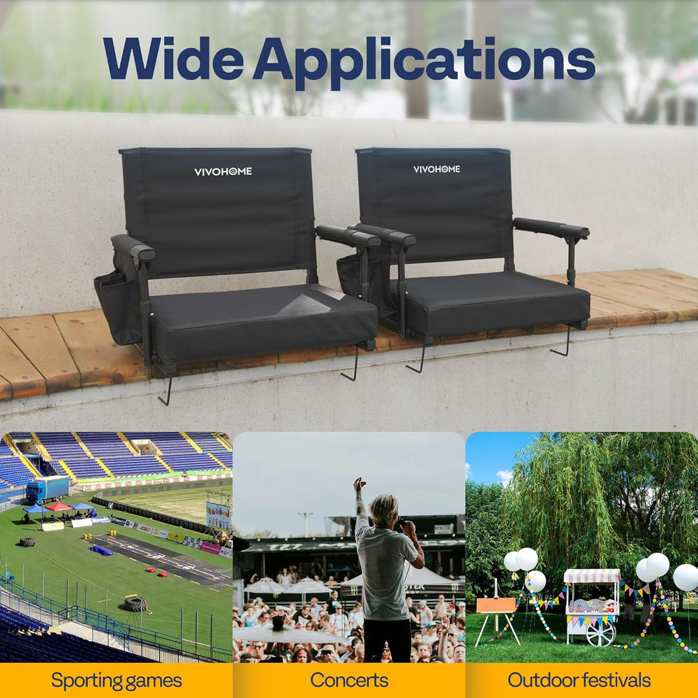 VIVOHOME Stadium Seats with Back Support, Bleacher Chair for Sports Events