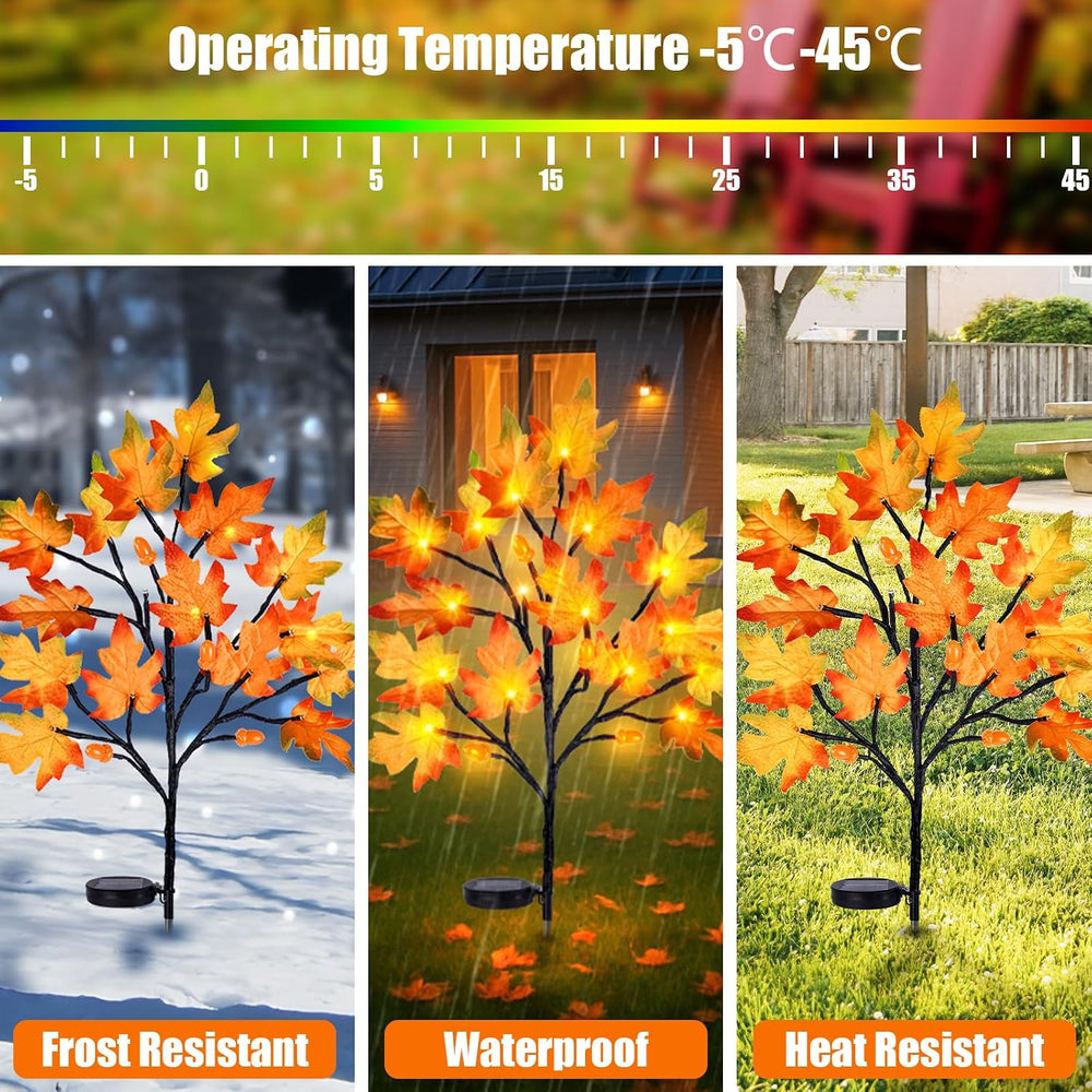 Uieke 4PCS Solar Fall Lights Outdoor Decorative, 34" Fall Decor with Aco...