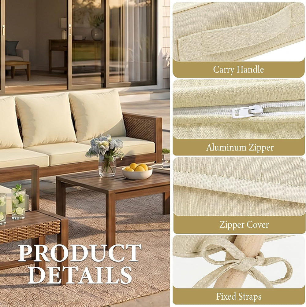 Outdoor Chair Cushions, 19 x 19 Water-Resistant Patio Seat Cushion Beige