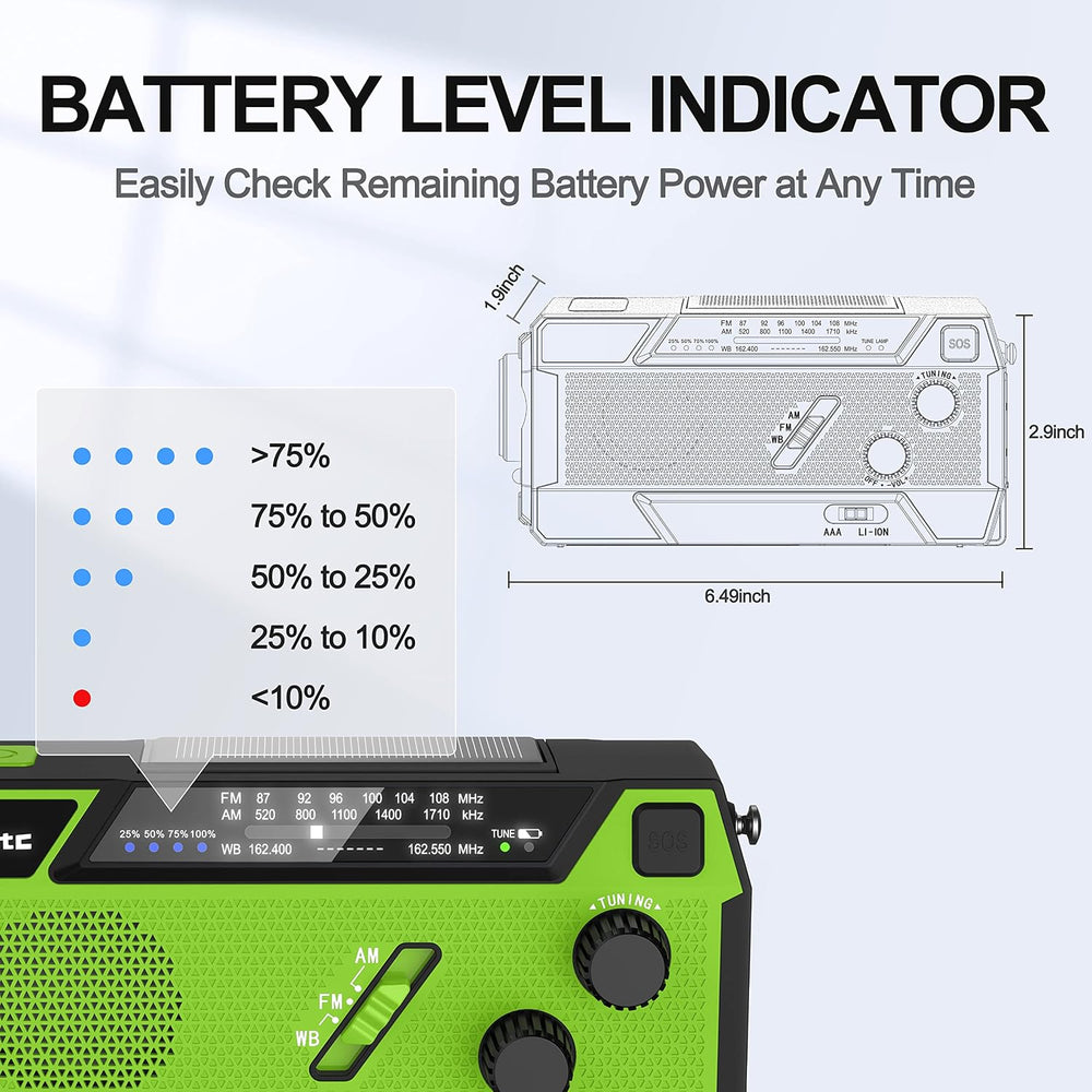 7400mWh Emergency Weather Radio with 3 in 1 Charging Cable Emergency Radio So...