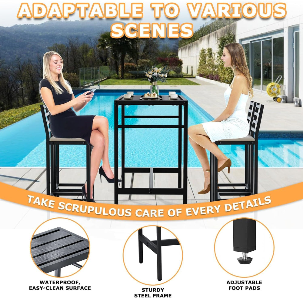5 Piece Outdoor Patio Bar Set, 54.7" Rectangular Counter Height High Top...