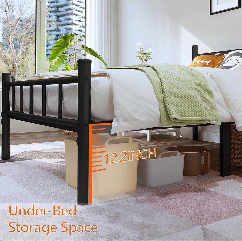 zizin Twin Size Metal Bed Frame with Headboard & Footboard 14 Inch Metal ...