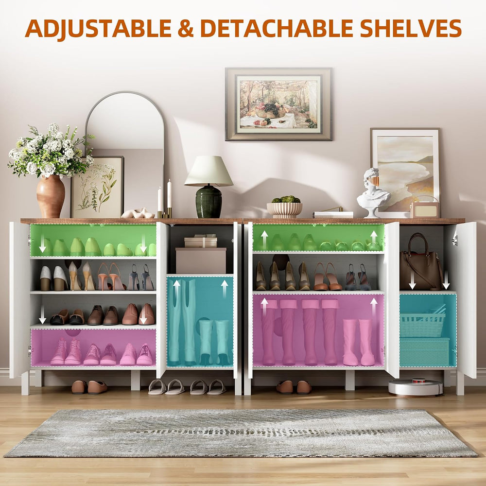 Vlsrka Shoe Storage Cabinet with Doors and Adjustable Shelves, White