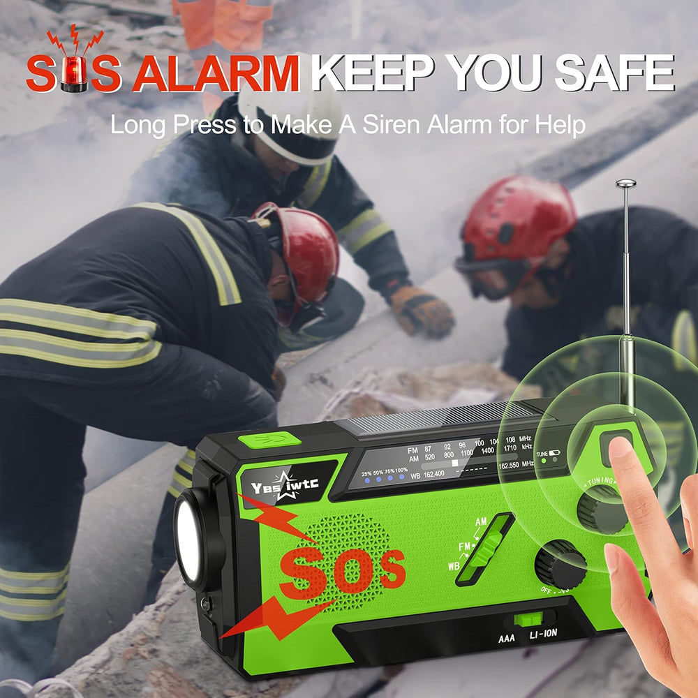 7400mWh Emergency Weather Radio with 3 in 1 Charging Cable Emergency Radio So...