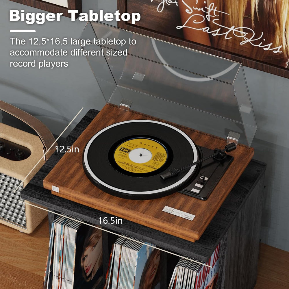 Emfogo Vinyl Record Storage, Record Player Stand Wall Mount Up to 80-100 Albu...