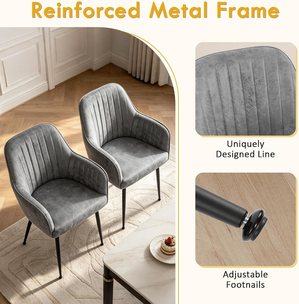 LSSPAID Dining Chairs Set of 2, Upholstered Faux Leather Modern Accent Vanity...