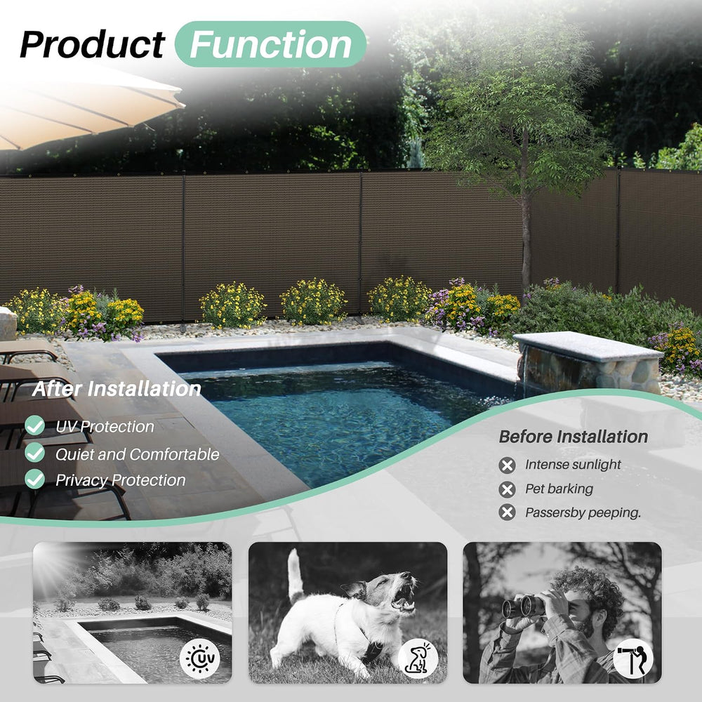 SunnyRoyal 5' x 24' Privacy Fence Screen Panel with Iron Poles Freest...