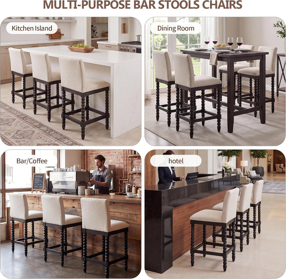 DUHOME Spindle Counter Stool with Padded Spring Seat