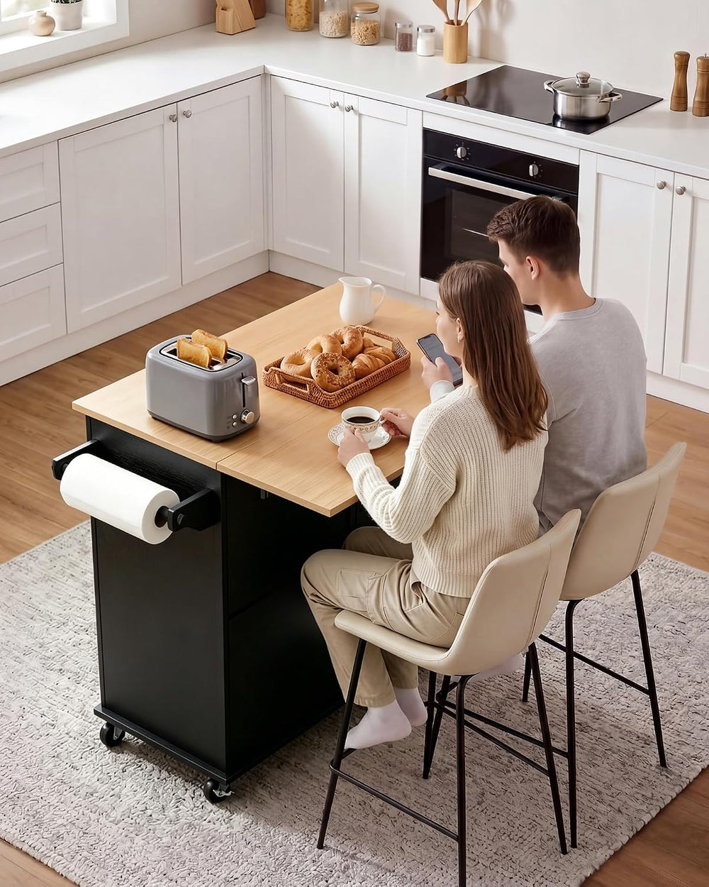 VEVOR Kitchen Island Cart with Storage, 43.58 in Wide Mobile Rolling Storage ...