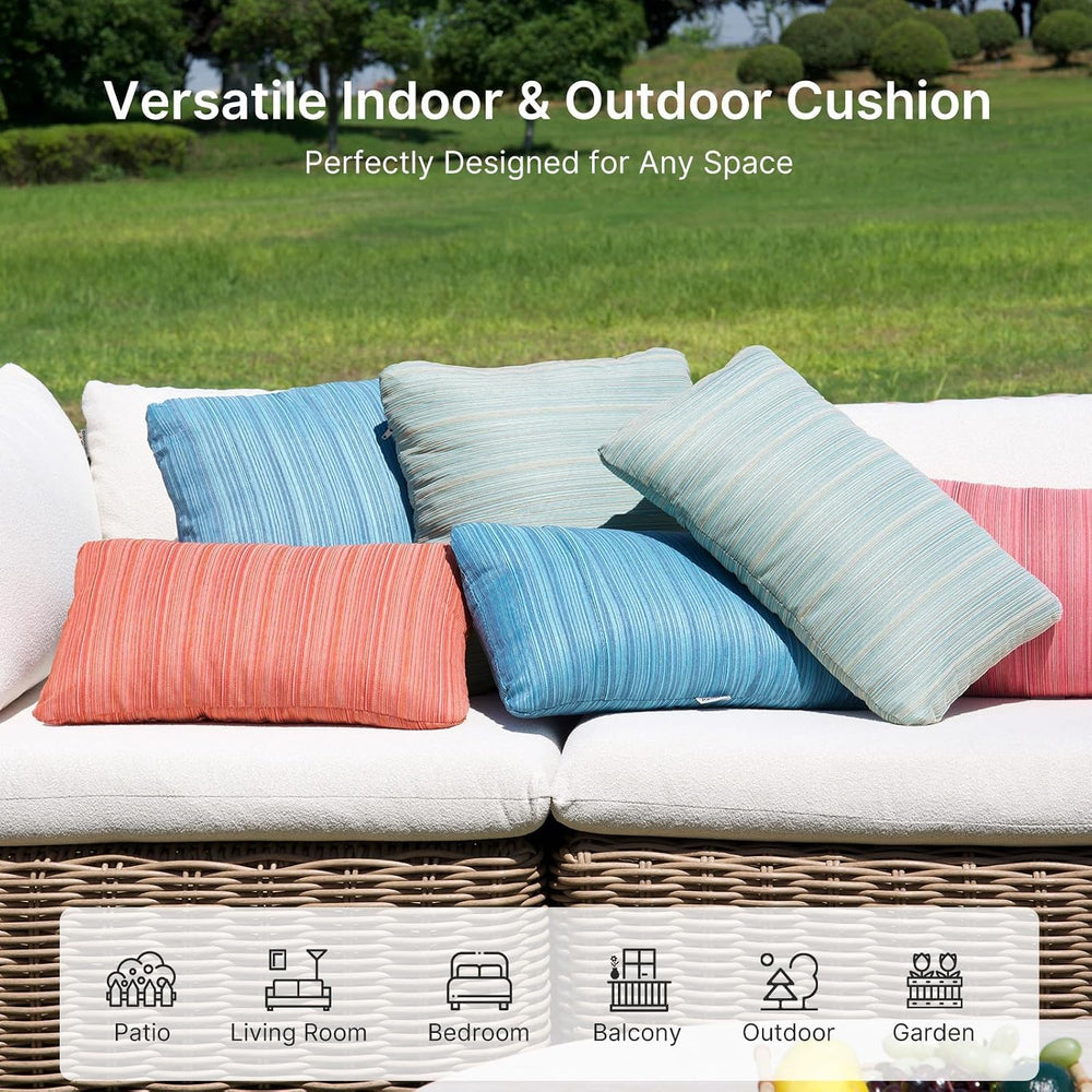 Outdoor Throw Pillow Set of 2 with Inserts, Outdoor Lumbar Pillow Water Resis...