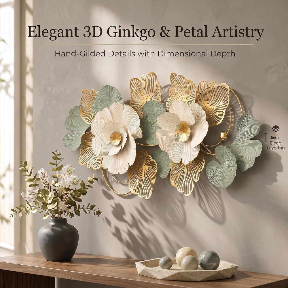 Axioglo Large 3D Metal Wall Decor,Flower Wall Art for Living Room