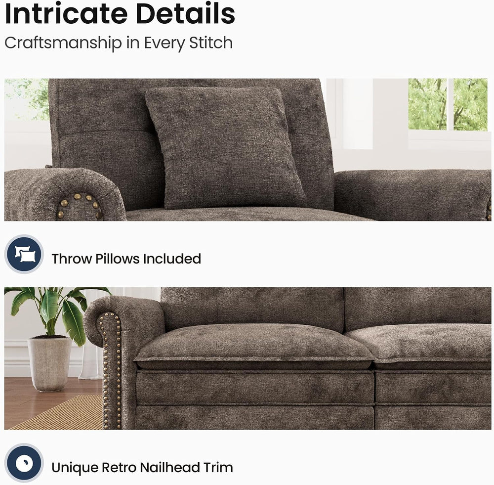 PHI VILLA Modular Sectional Sofa Set Living Room 3-Piece Extra Deep Seats