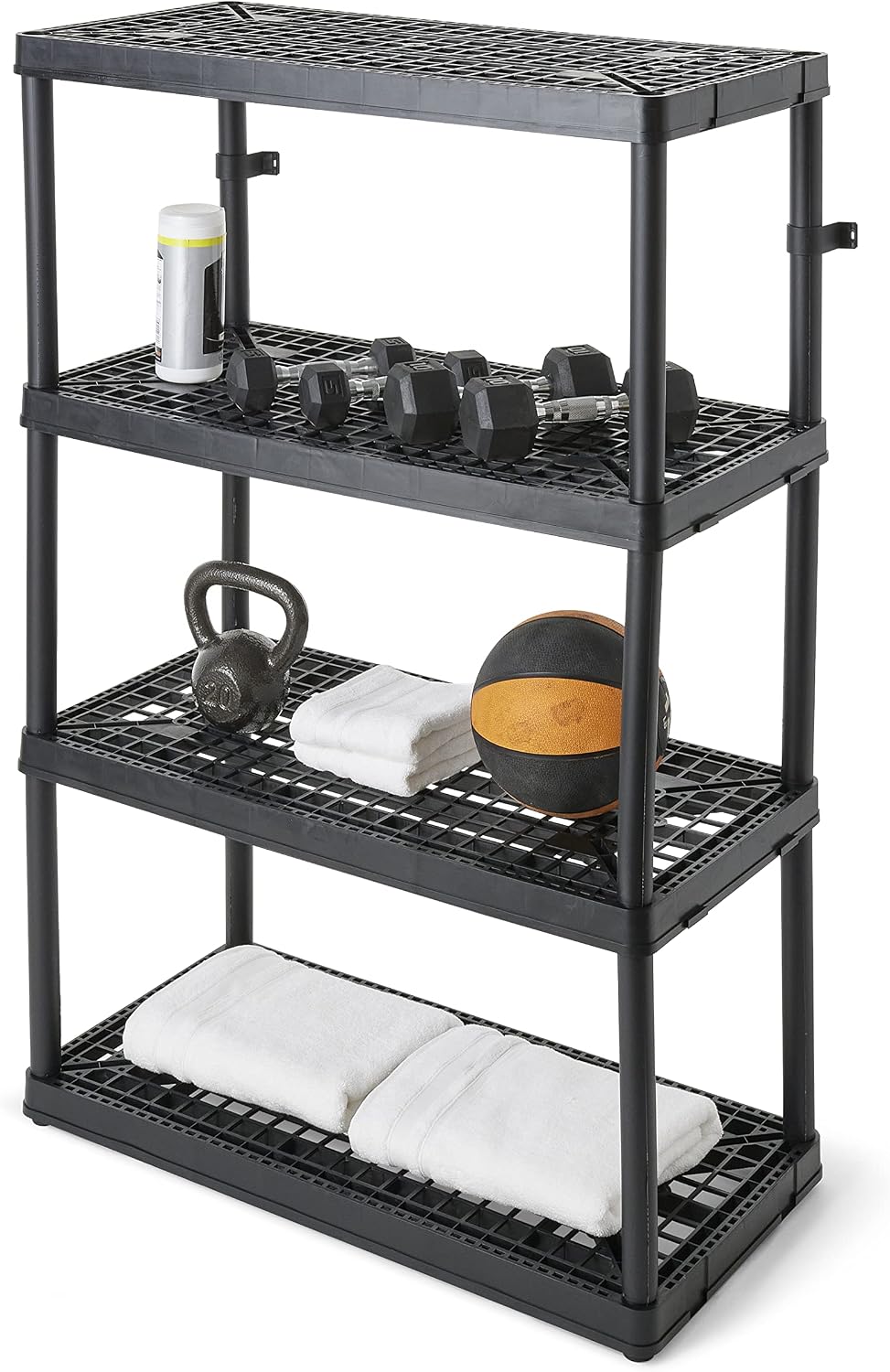 Gracious Living 4-Shelf Heavy-Duty Shelving Storage Rack for Home, Black