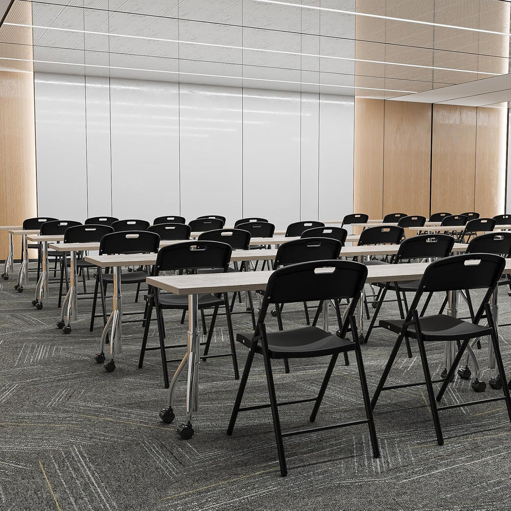 Bonnlo 10-Pack Black Plastic Folding Chairs, Portable Seat with Sturdy Steel ...