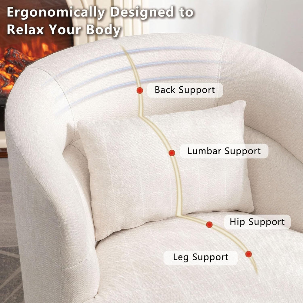 CANMOV Swivel Accent Chair, 360 Degree Round Swivel Barrel Chair with Pillow,...