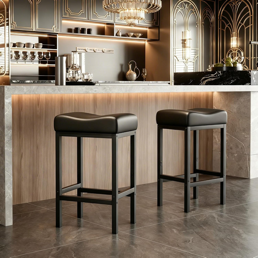 Monhey 24 Inch Bar Stools Set of 2 - Counter Height Bar Stools with Soft Leat...