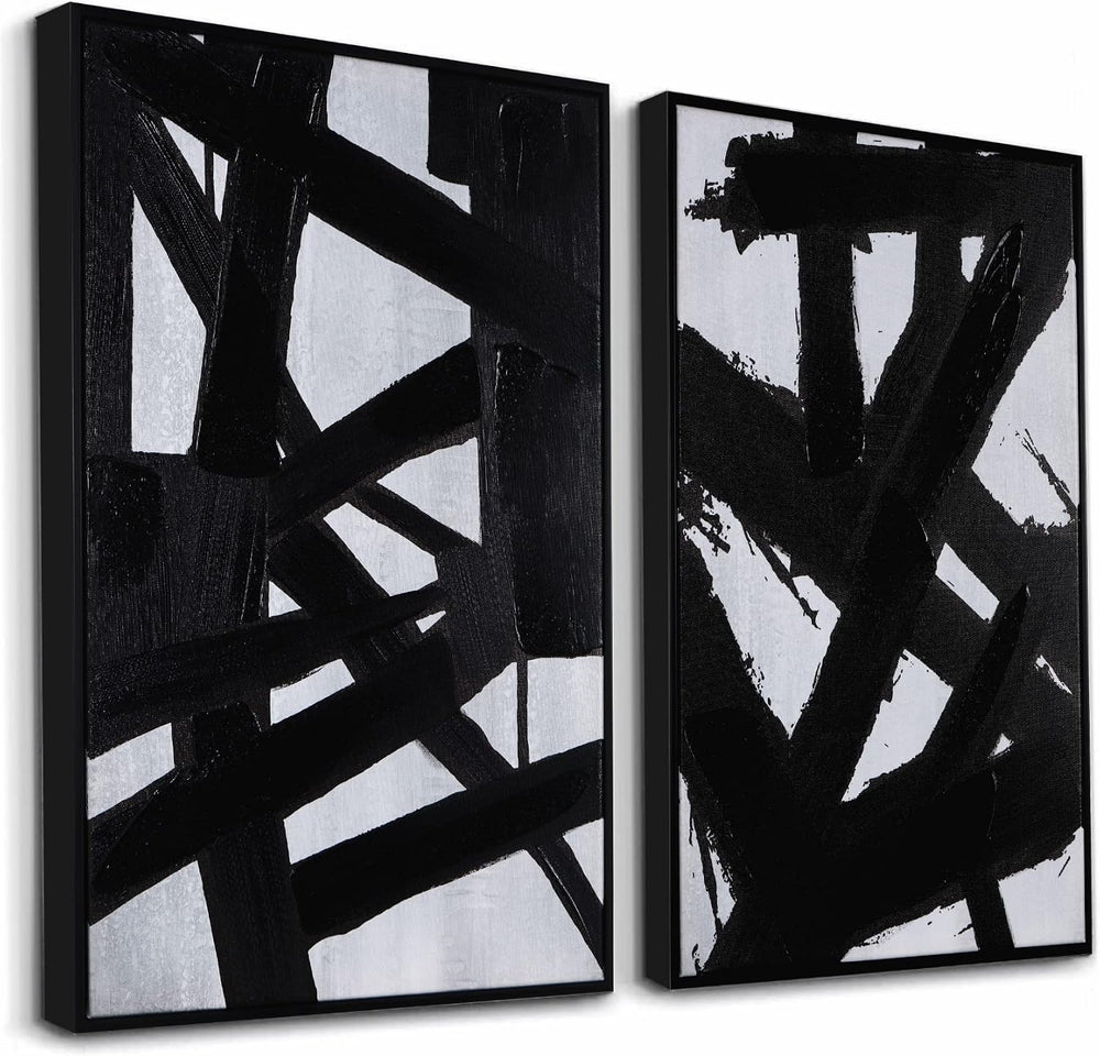 Zessonic Black And White Abstract Graffiti 3D Textured Wall Art, 16"x24&...
