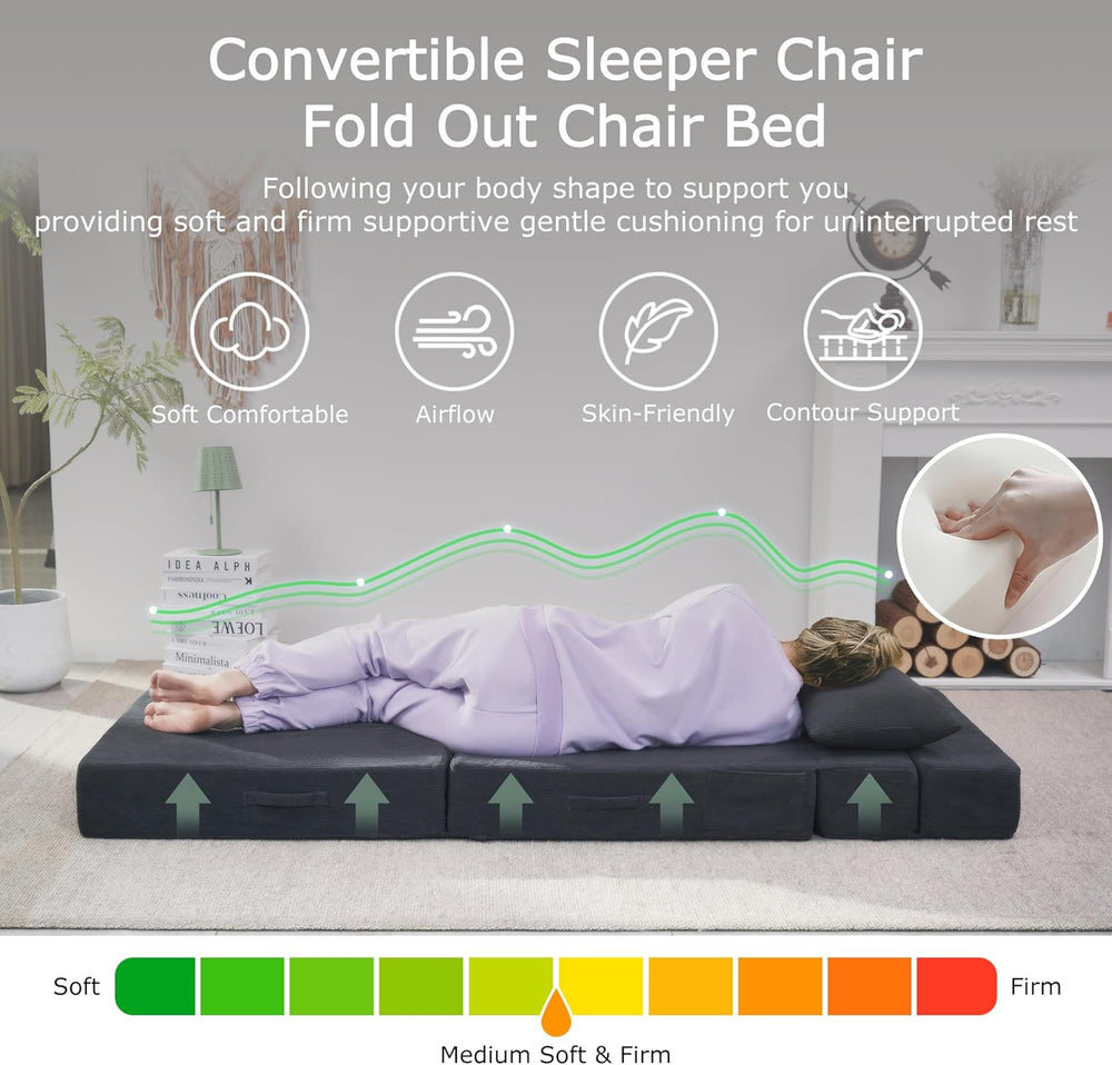 Folding Sofa Bed, Convertible Sleeper Chair Bed, Floor Sofa with Bag