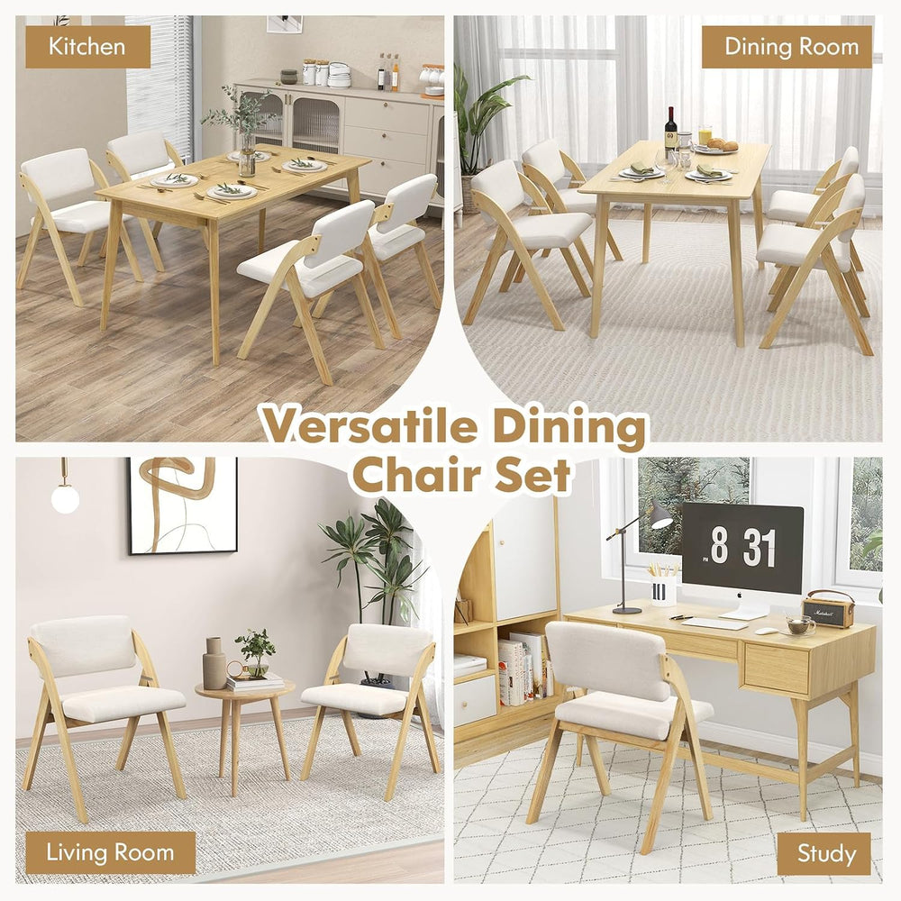 Byroce Folding Dining Chairs Set of 2, Farmhouse Upholstered Accent Chair wit...