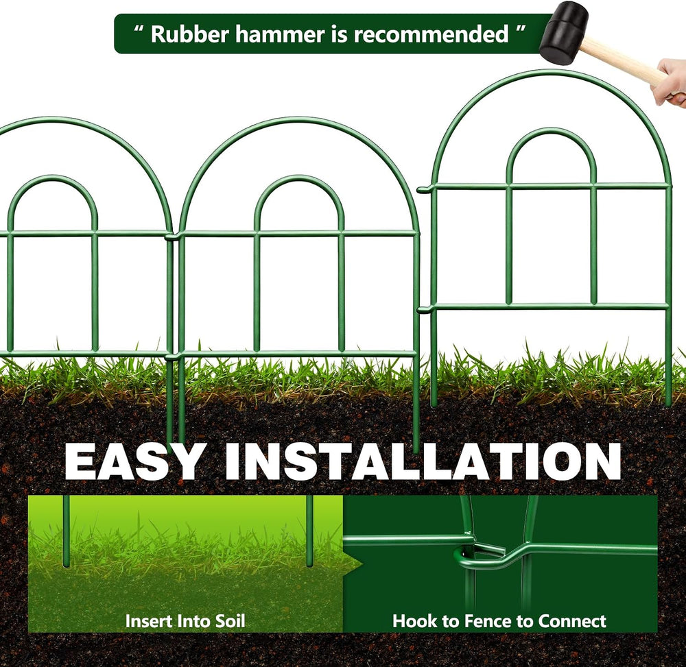 Decorative Garden Fence 32.5ft x 17in - 30 Pack Rustproof Metal No Dig Fence ...