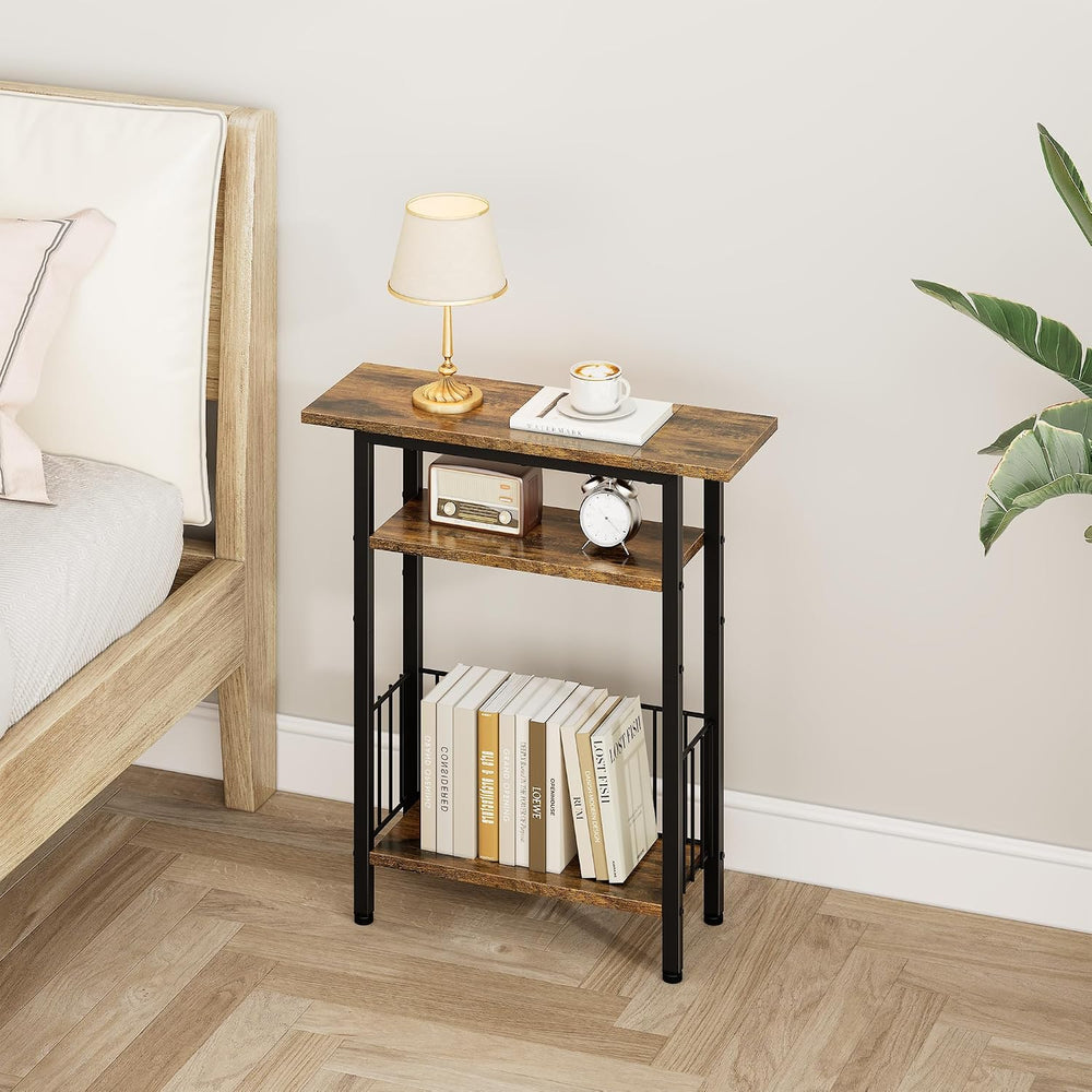 Vagusicc Narrow Side Table, 3-Tier Skinny End Table for Couch Sofa, Small Sid...