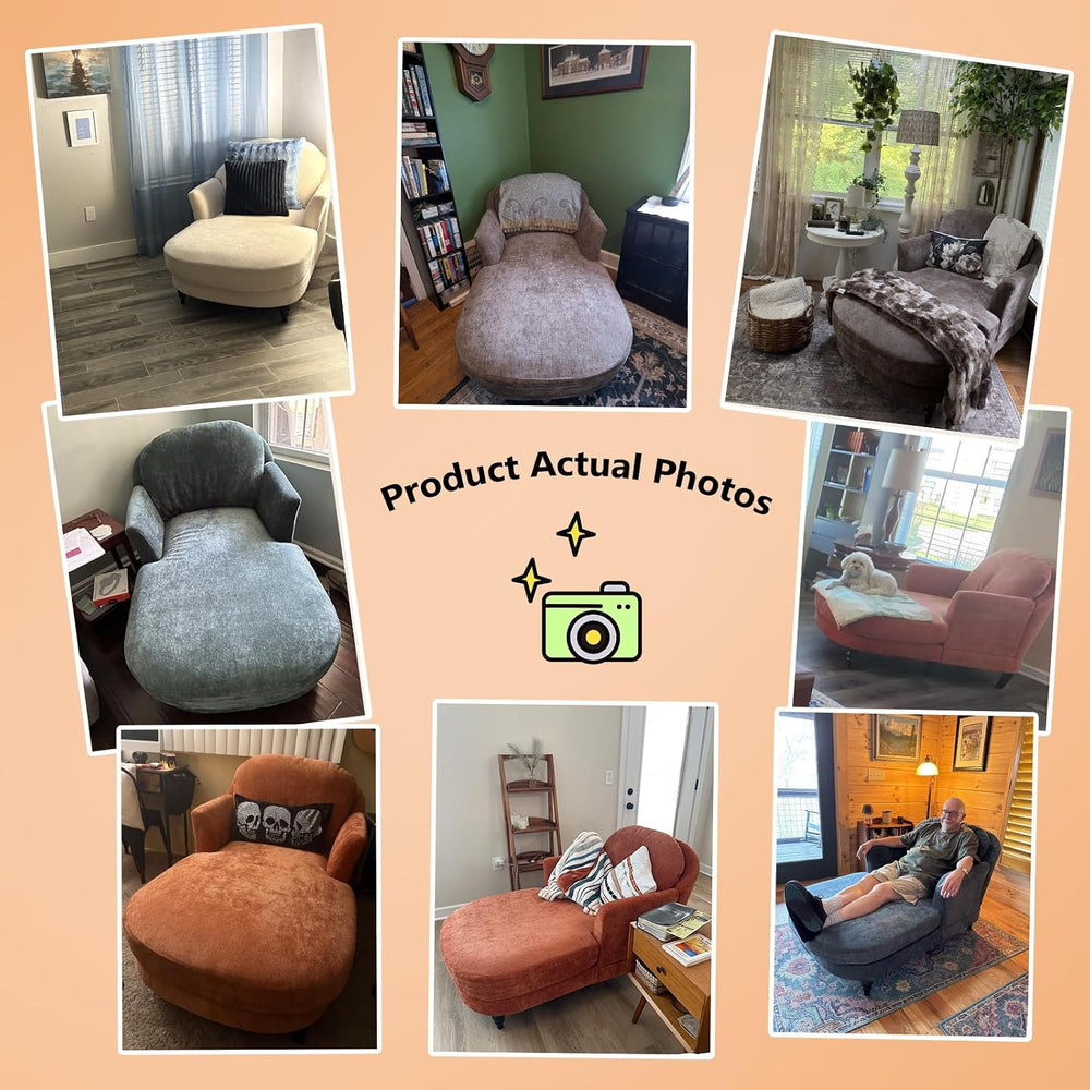 59.8” Chaise Lounge Chair Indoor, Oversized Reading Armchair, Brown