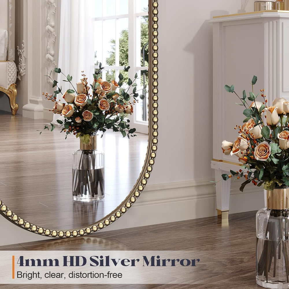 24"x36" Champagne Bronze Bathroom Mirror,Oval Brass Vintage Mirror