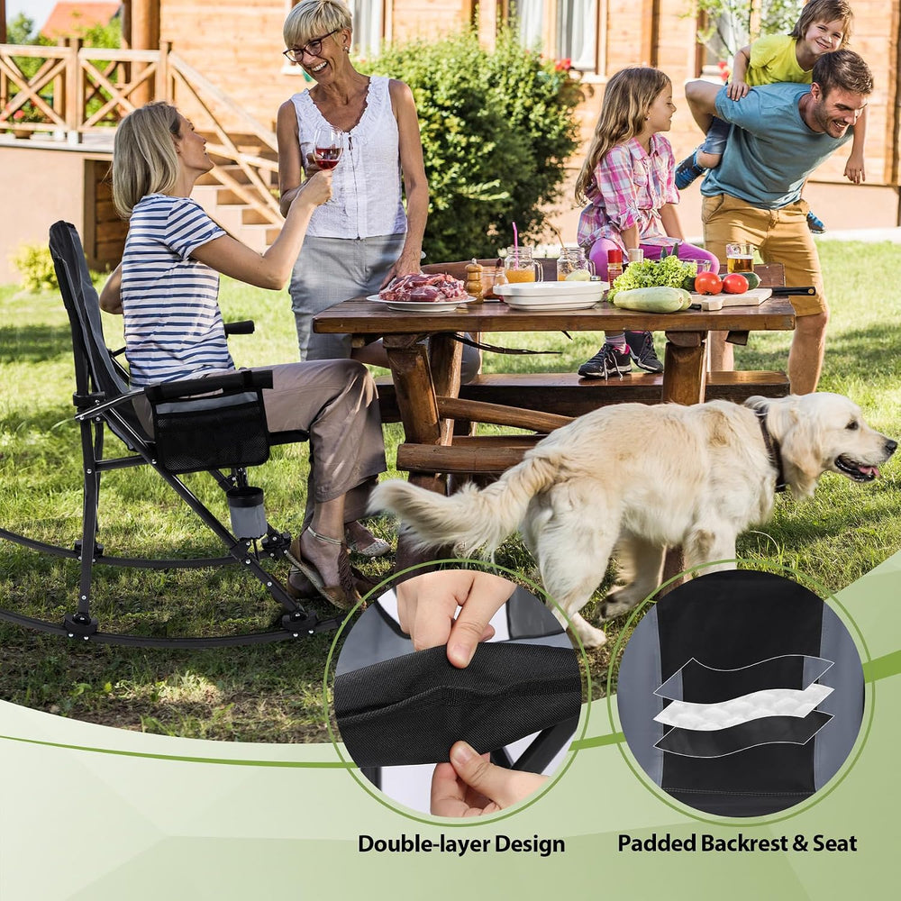 REDCAMP 2 in 1 Oversized Folding Rocking Camping Chair with Removable Rockers...