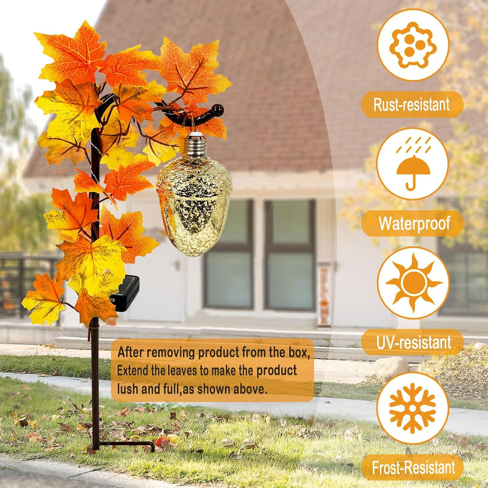 Acorn Solar Lights Outdoor Pathway,Fall Decorations Outdoor Garden Stakes