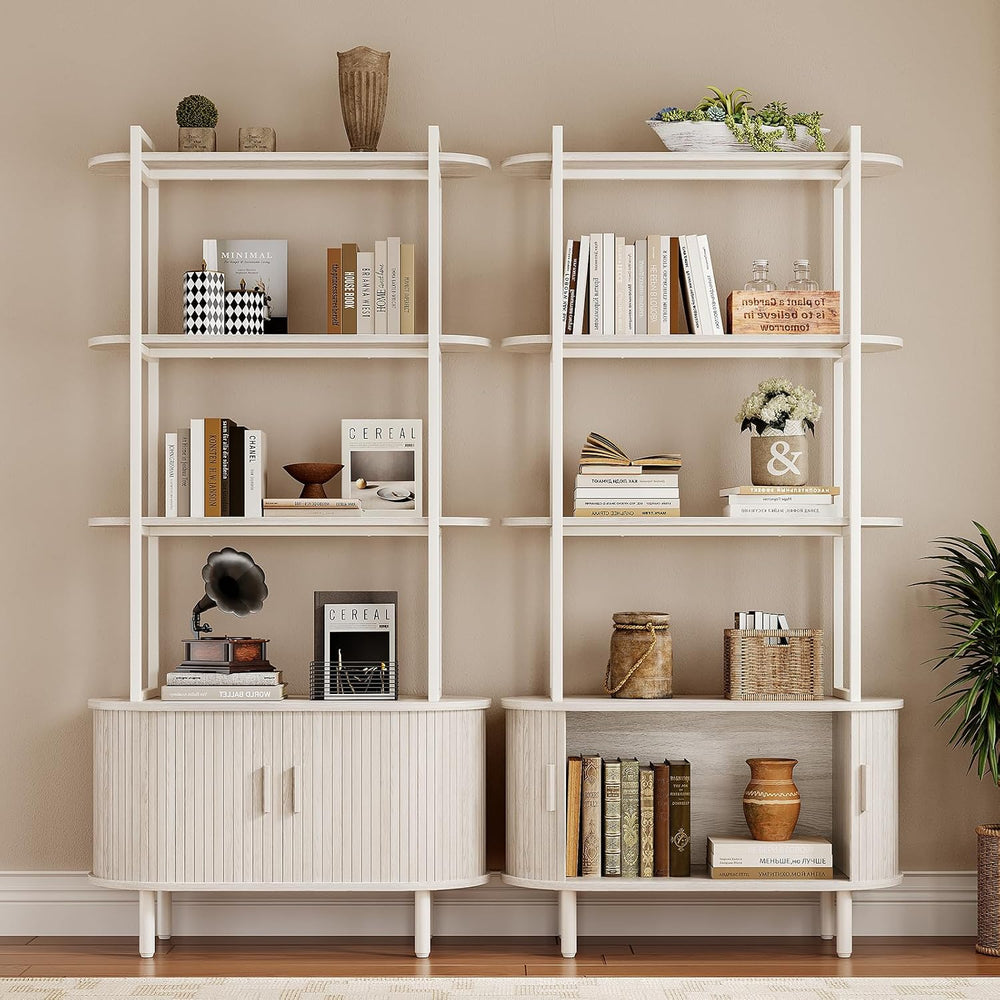 ComfyCorner 4 Tier Bookshelf with Cabinet, 71" Tall Display Bookcase White
