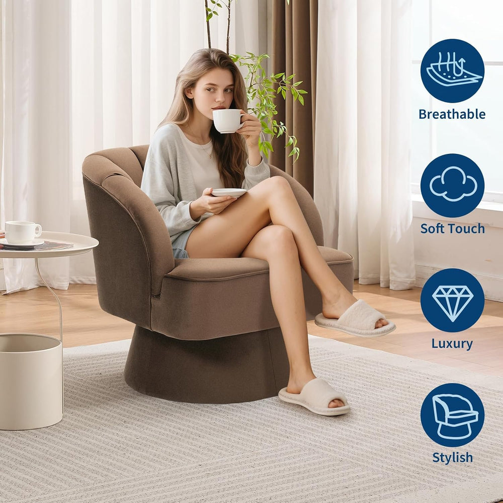 IDEALHOUSE Swivel Accent Chair with Armrests, 360° Mid Century Modern Swivel ...