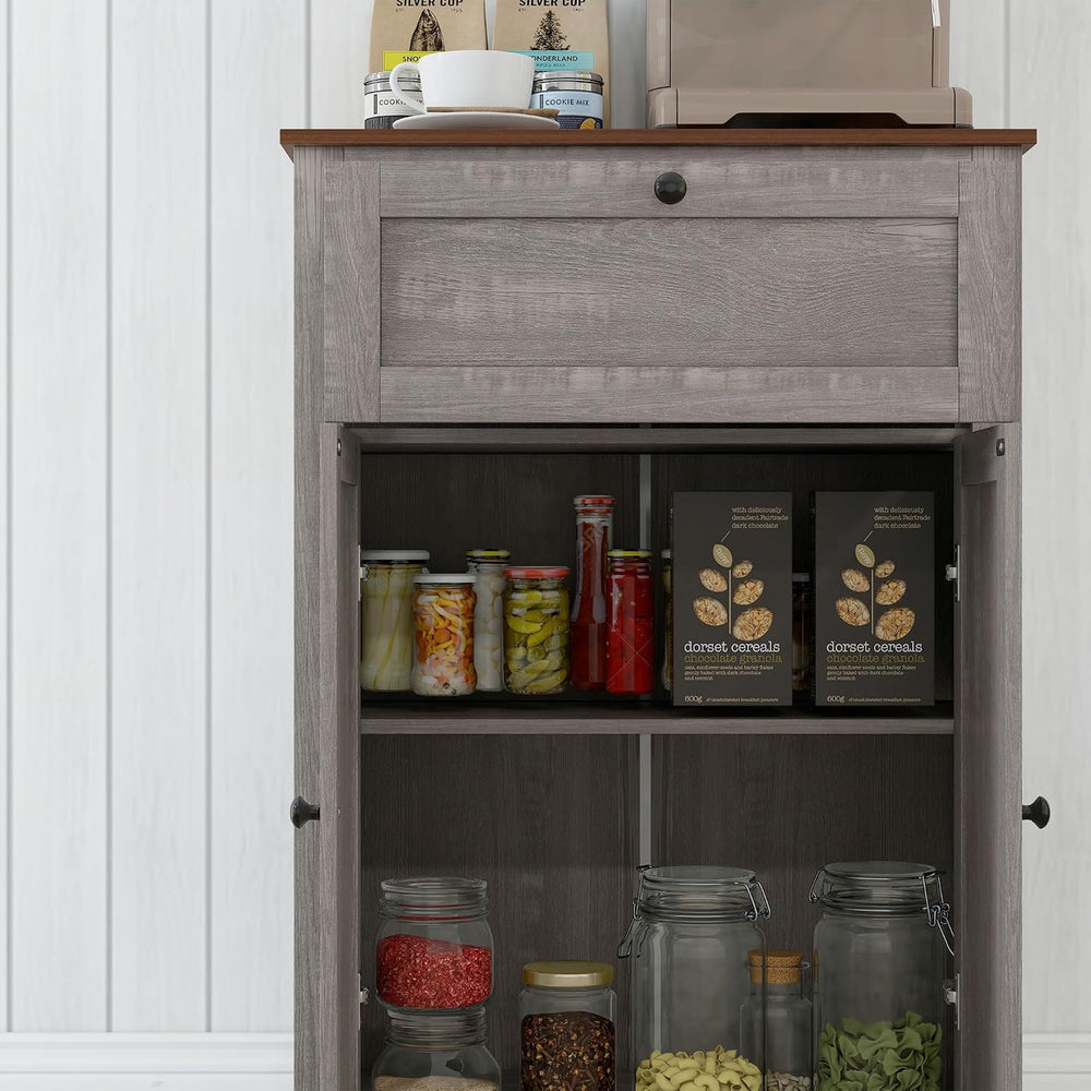 HOMCOM Farmhouse Barn Door Accent Cabinet with Double Doors Gray