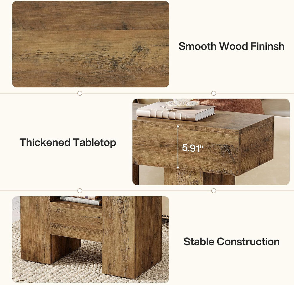 Tribesigns Farmhous End Table, 2-Tier Narrow Side Table with Storage Shelf fo...