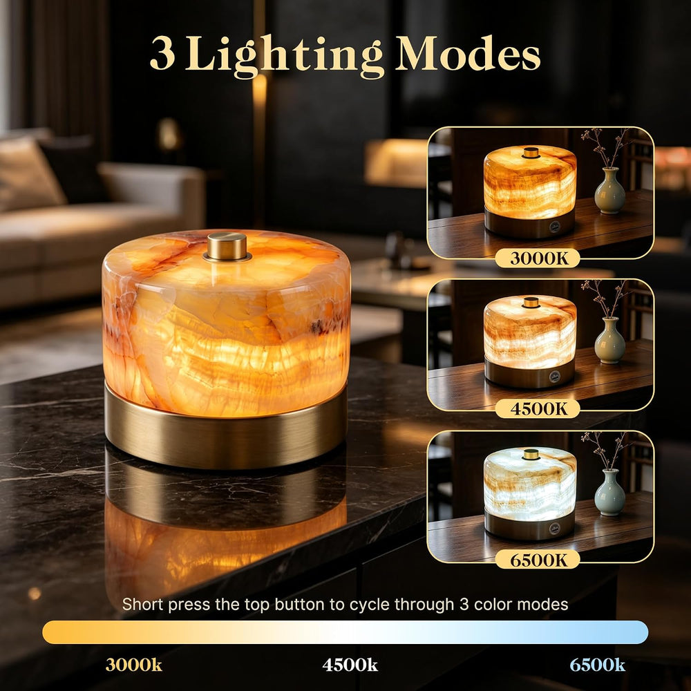 ShineTech Natural Marble Cordless Touch Dimmable Table Lamp Night Light
