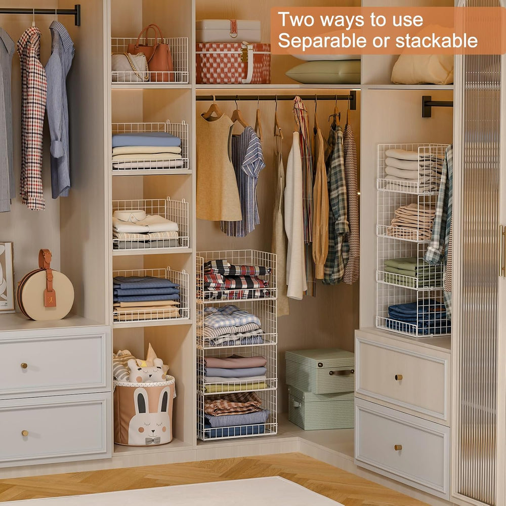 Yociyoga 4-Tier Stackable Closet Organizers and Storage Basket, Foldable Clos...