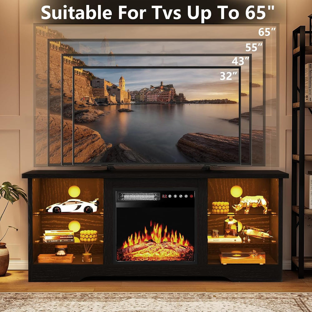 TAVATA Fireplace TV Stand with 18" Fireplace, Modern Entertainment Cente...